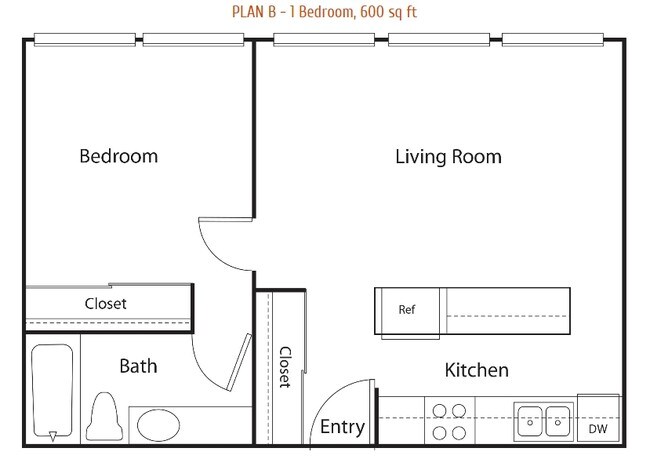 Unit 3J 1H floor plan